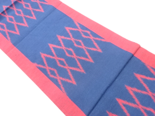 リサイクル　手織り紬菱模様織出し全通洒落袋帯